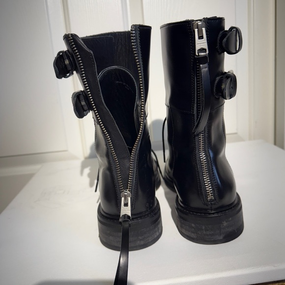 All Saints Black Ankle Boots with Polished Leather and Buckle Straps Size 8.5 - Picture 4 of 8